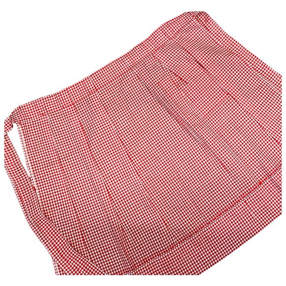 Gingham Print Vintage Apron Handmade Cross Stitched Embroidered Red Check - Picture 8 of 9
